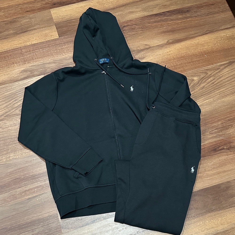Polo by Ralph Lauren Black Men's Zip Hoodie & Joggers Set